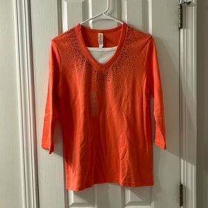 Morning Sun Coral Multi Stone small 3/4 sleeve shirt NWT